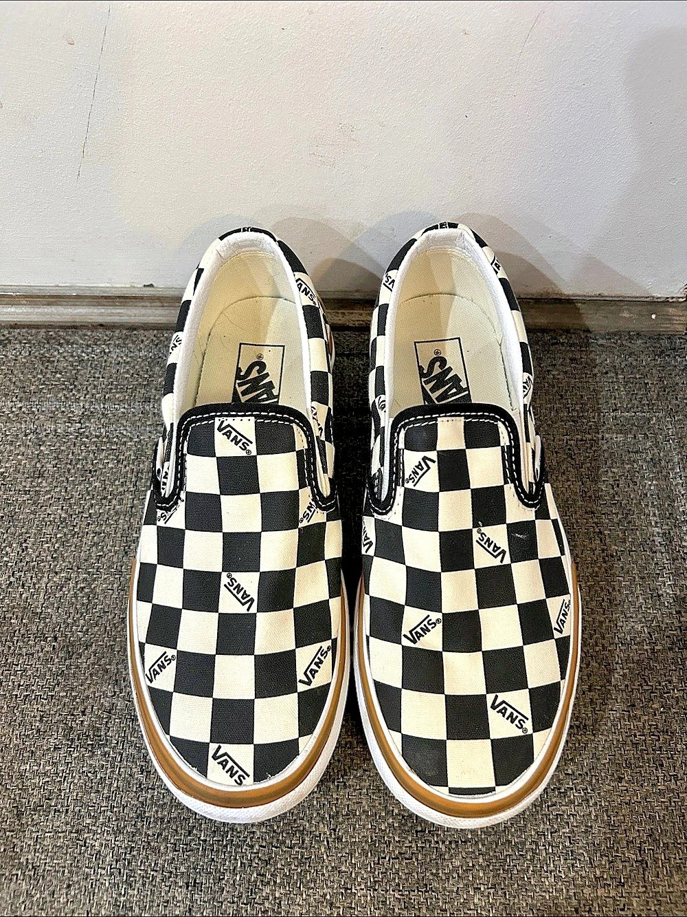 Vans Classic Slip-On Stackform Checkered Sneakers in Black & White